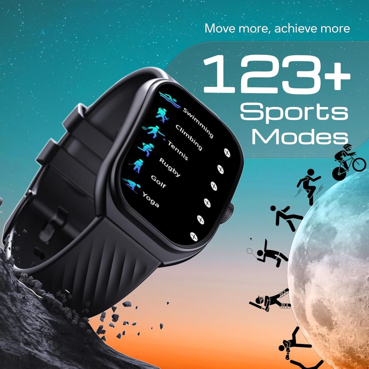 Boult Trail Pro Smartwatch 2.01'' 3D Curved Screen+AMOLED, BT Calling 5.3, 600 Nits Brightness, IP68, 250+ Watchfaces, 120+ Sports Modes, AI Voice Assistant, SpO2 Tracking (Pure Black) - Image 7