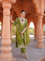 Naixa Women's Rayon Embroidered Straight Kurta with Pant and Dupatta Sets (NX-741) - Image 2