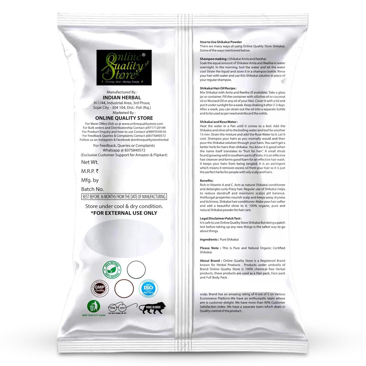 Online Quality Store Amla, Reetha, Shikakai Powder Combo Powder Pack For Hair R (Pack Of 3, Total 380G Pack), All Hair Type, Oily, Dry, Thick, Damaged, 3 Count - Image 8