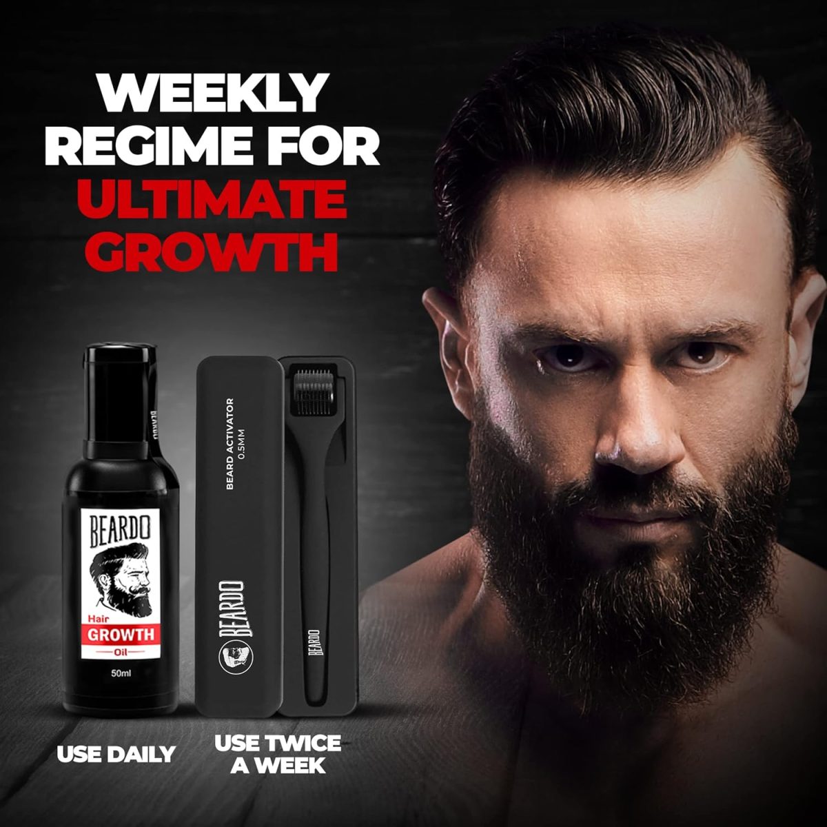 Beardo Beard & Hair Growth Oil 50ml & Derma Roller For Hair Growth 0.5 mm| Dermaroller | For Thicker & Longer Beard | Uneven, Patchy & Fast Beard Growth | For Stronger & Fuller Beard Hair - Image 6