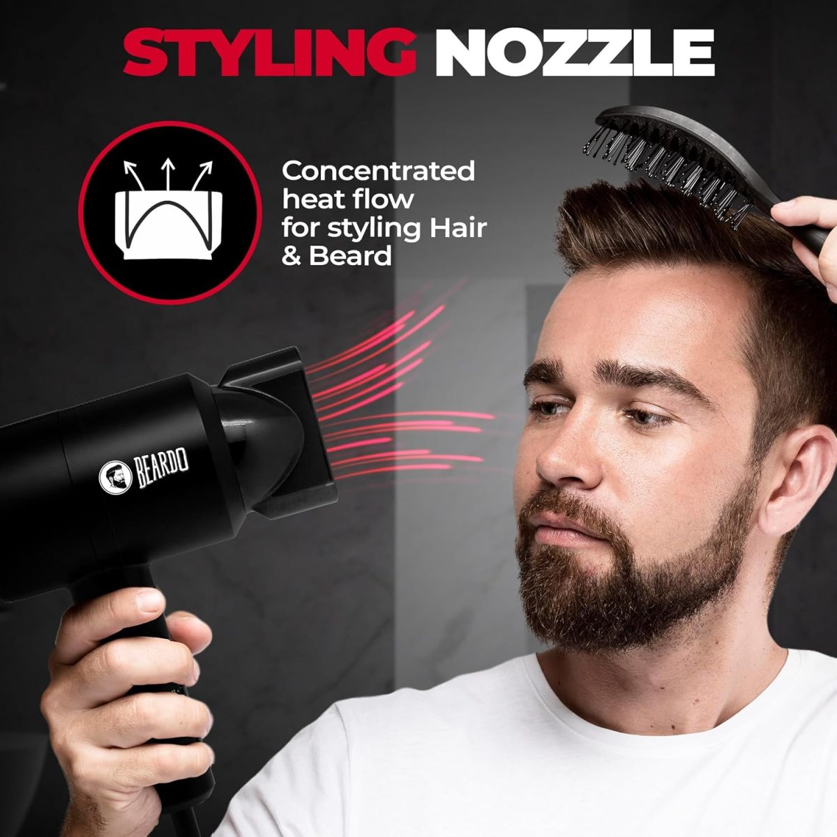BEARDO Styling Gun Ultra Compact Hair Dryer | 1100 Watts Foldable Hair Dryer | 3 Heat 2 Speed Setting | Hair Dryer For Men | Travel Friendly | Stylish Matte Black Finish | Gift For Brother | Gift For Friends | Gift for Husband - Image 7