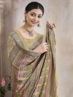 AKHILAM Women's Crepe Botanical Printed Saree With Unstitched Blouse (VIVNTA34301A_TFH_Parent) - Image 2