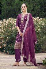 VredeVogel Viscose Rayon Silk Kurta Pant Set with Chiffon Dupatta for Women - Image 4