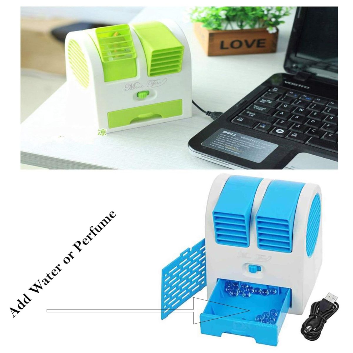 GEN Portable Mini AC USB attery Operated air conditionermini Water air Cooler oling Fan Blade Less Duel Blower with ice Chamber Perfect for Desk,Office,Study,Library,Room,Home,car,Outdoor - Image 4