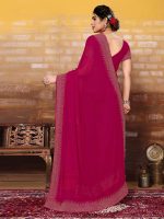 SIRIL Women's Hot Fixing Georgette Saree with Unstitched Blouse Piece - Image 3