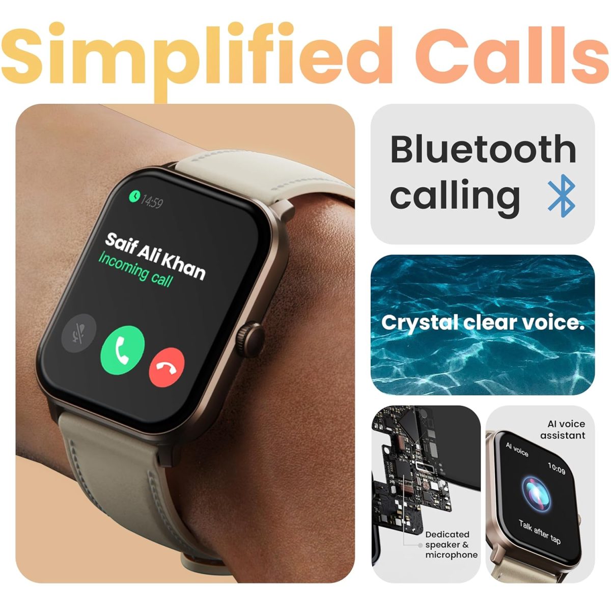 GOBOULT Drift+ Smart Watch 1.85''HD Screen, Bluetooth Calling, IP67, 500 Nits Brightness,150+ Watchfaces, AI Voice Assistant, SpO2 Monitoring, 100+ Sports Mode Smartwatch (Snow Leather) - Image 7