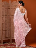 AKHILAM Women's Botanical Embroidered Designer Organza Saree With Unstitched Blouse Piece (7KAVI701) - Image 4