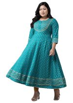 Yash Gallery Women's Cotton Blend Relaxed Fit Anarkali Floral Printed Kurta