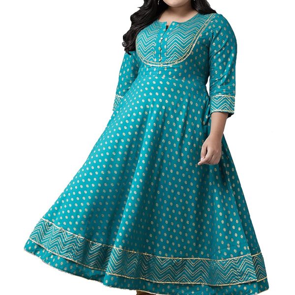 Yash Gallery Women's Cotton Blend Relaxed Fit Anarkali Floral Printed Kurta