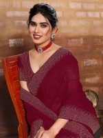 SIRIL Women's Hot Fixing Georgette Saree with Unstitched Blouse Piece - Image 6