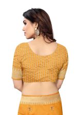 SERONA FABRICS Women's Assam Cotton Silk With Golden Border Thread Embroidered Work Saree With Blouse Piece - Image 6