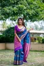 SATIKA VASTRAM Women's Kanjivaram Pure Soft Silk Handloom Saree with Pure Golden Zari and Unstitched Blouse Piece - Image 5
