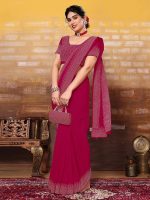 SIRIL Women's Hot Fixing Georgette Saree with Unstitched Blouse Piece - Image 5
