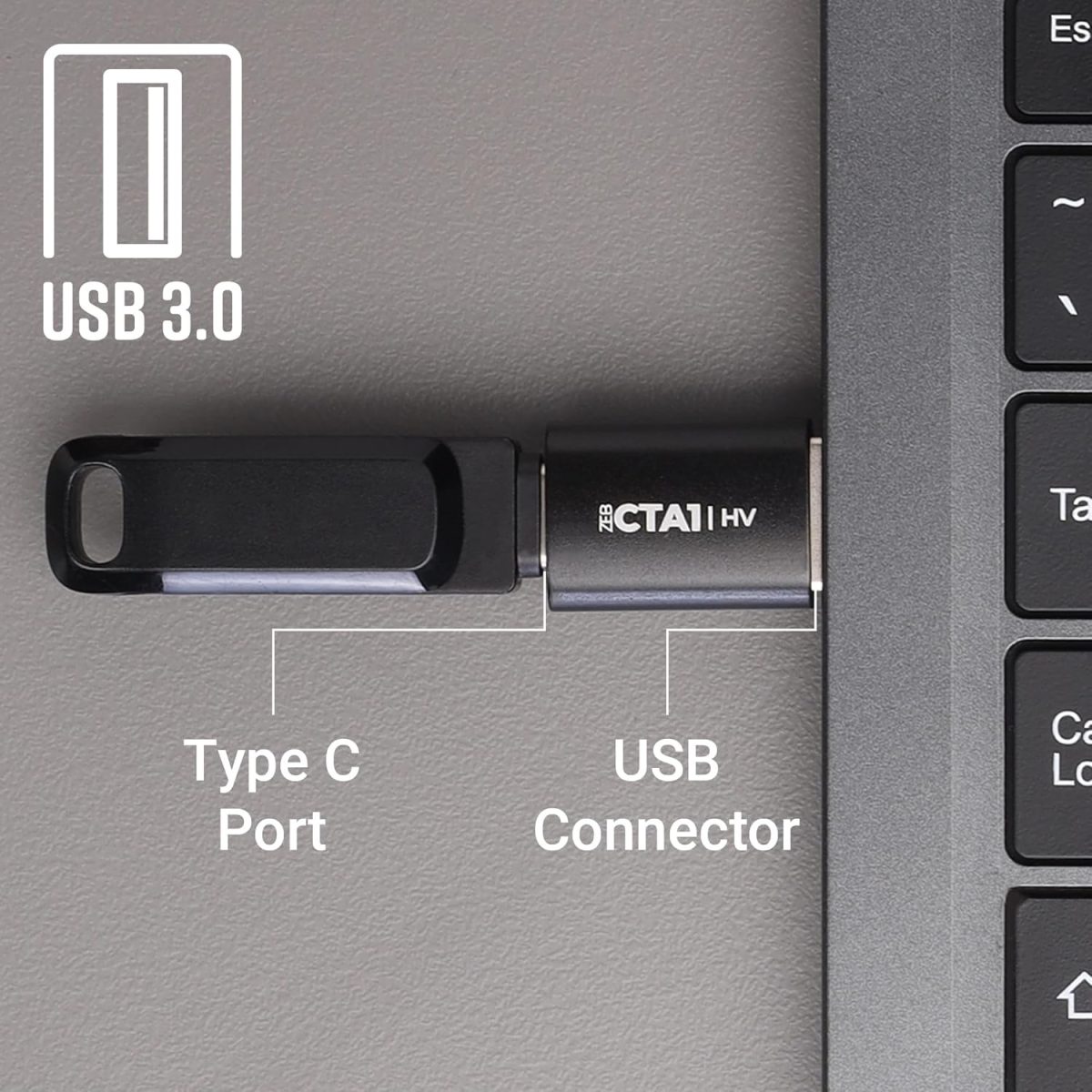 ZEBRONICS CTA1 USB Type C to Type A Converter, USB 3.0, High-Speed Data Transfer, Backward Compatibility, Plug and Play, for Laptops | PC | Compatible Devices - Image 4