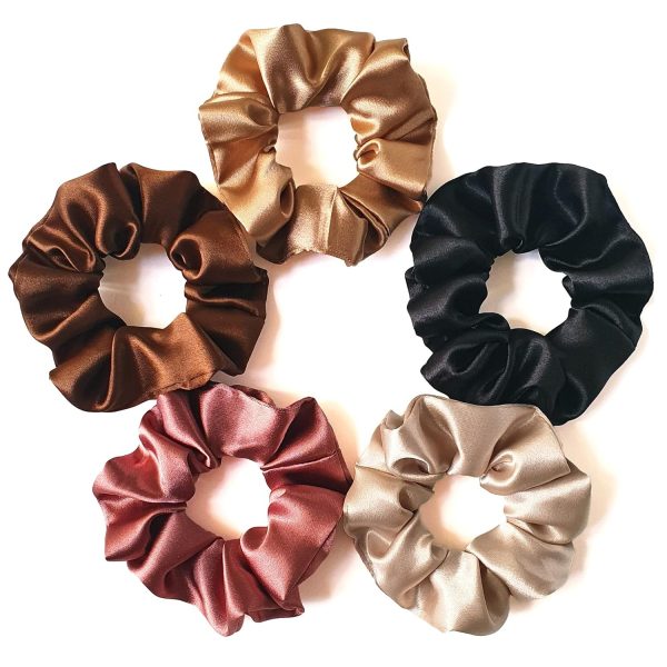 Silvr Bear Luxury Satin Scrunchies Set for Women, Girls | Anti-Hair-Breakage Hair Ties