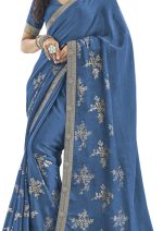 Laxmipati Sarees Women's Plain Chiffon Saree (8142_Grey) - Image 4