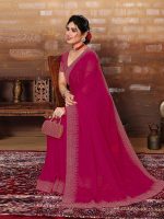 SIRIL Women's Hot Fixing Georgette Saree with Unstitched Blouse Piece - Image 4