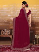 SIRIL Women's Hot Fixing Georgette Saree with Unstitched Blouse Piece - Image 3