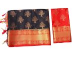 Mimosa Women's Kanjivaram Silk Saree With Blouse Piece (4309-312-Rd-Blk-Rd_Black) - Image 6