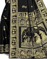 RATNAVALI Women's Bengal Baluchari Banarasi Silk Saree With blouse piece - Image 5