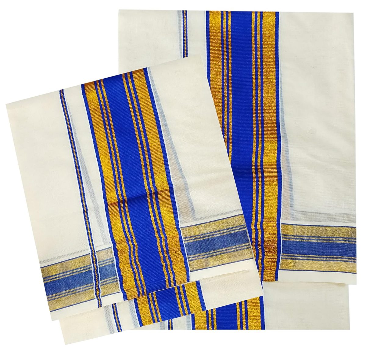 YETTALAN® Women's Kerala Traditional Cotton Set Mundu Cream Color with Fancy Border - Image 2