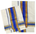 YETTALAN® Women's Kerala Traditional Cotton Set Mundu Cream Color with Fancy Border - Image 2