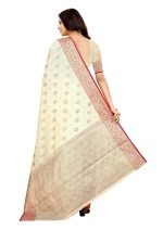 Expert E-commerce Services Womens New Latest Collection Kanjivaram Banarasi Cotton Linen Soft Silk Saree With Contrast Blouse - Image 4