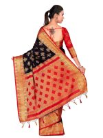 Mimosa Women's Kanjivaram Silk Saree With Blouse Piece (4309-312-Rd-Blk-Rd_Black) - Image 4