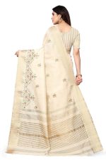 SERONA FABRICS Women's Assam Cotton Silk With Golden Border Thread Embroidered Work Saree With Blouse Piece - Image 4
