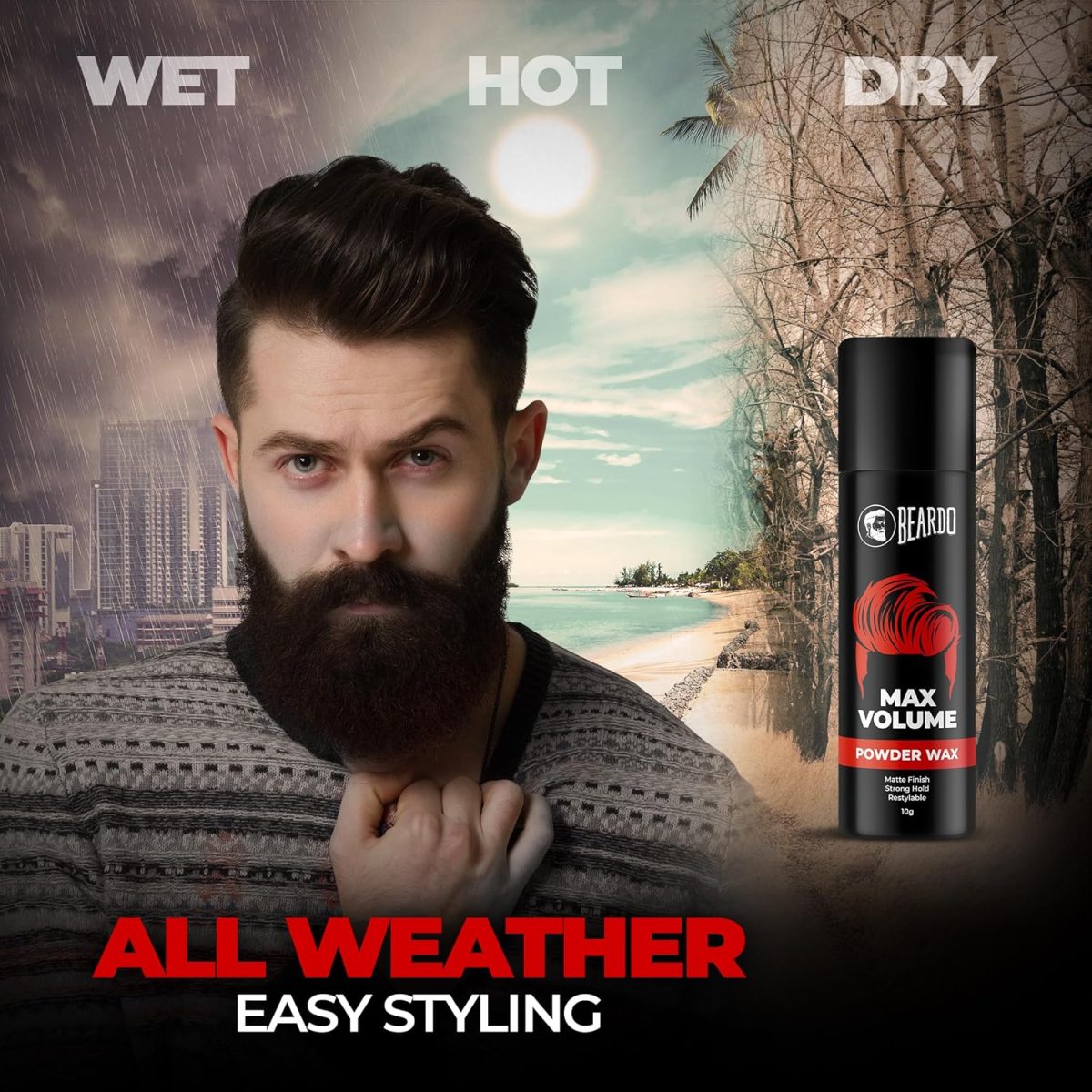 Beardo Max Volume Powder Wax 10 gm | Matte Finish | Strong Hold | Restylable | Hair Styling Wax | Hair Wax Powder For Men - Image 6