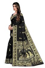RATNAVALI Women's Bengal Baluchari Banarasi Silk Saree With blouse piece - Image 3