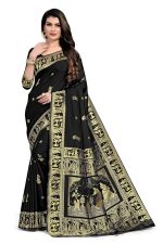 RATNAVALI Women's Bengal Baluchari Banarasi Silk Saree With blouse piece