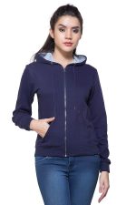 Maniac Womens Sweatshirt || Hooded Fullsleeve || Navy Cotton Sweatshirt