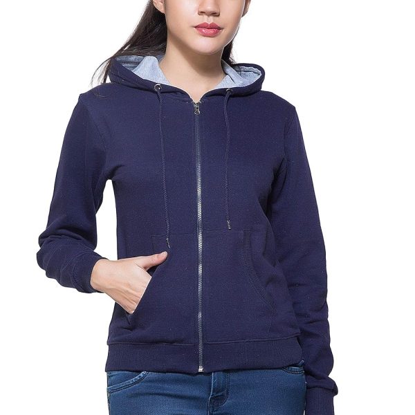 Maniac Womens Sweatshirt || Hooded Fullsleeve || Navy Cotton Sweatshirt