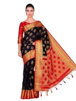 Mimosa Women's Kanjivaram Silk Saree With Blouse Piece (4309-312-Rd-Blk-Rd_Black) - Image 2