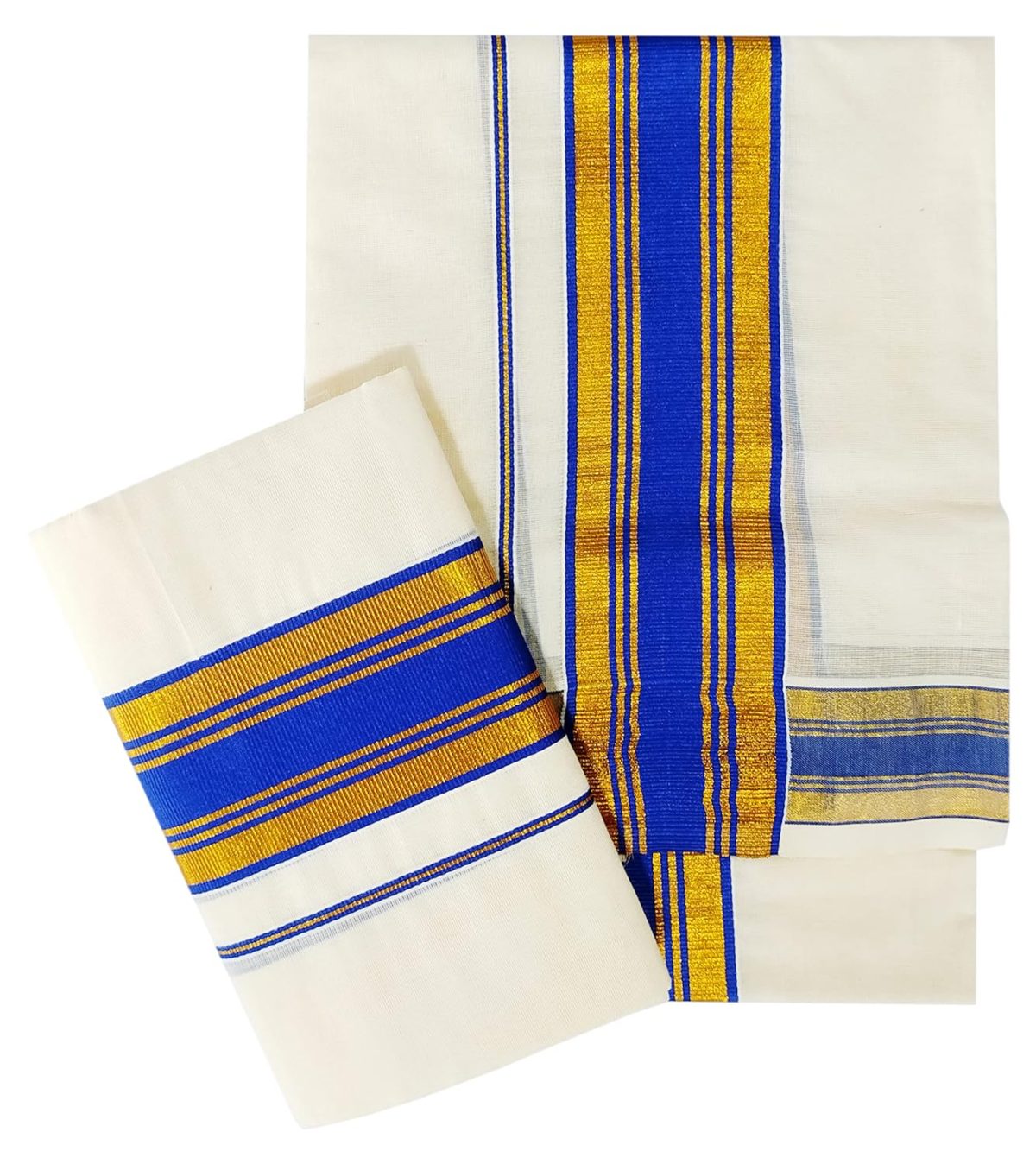 YETTALAN® Women's Kerala Traditional Cotton Set Mundu Cream Color with Fancy Border