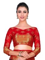 Mimosa Women's Kanjivaram Silk Saree With Blouse Piece (4309-312-Rd-Blk-Rd_Black) - Image 5
